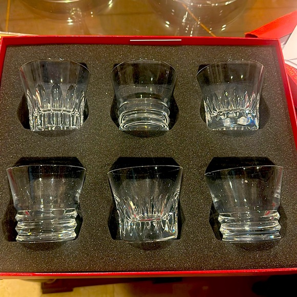Baccarat Other - 6 baccarat cups in box 
Chipping and water stains visible on most.